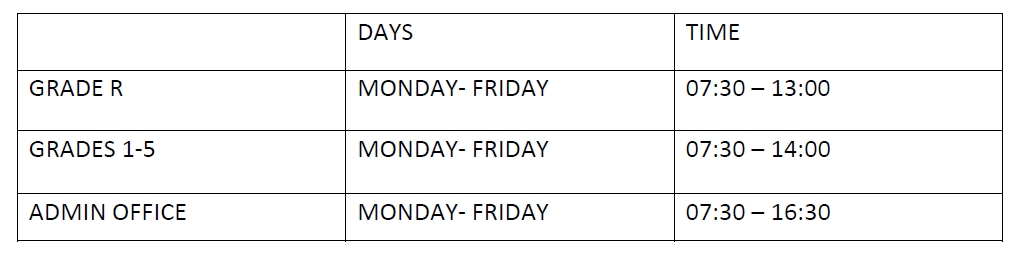 School Hours at St. Future Private Academy